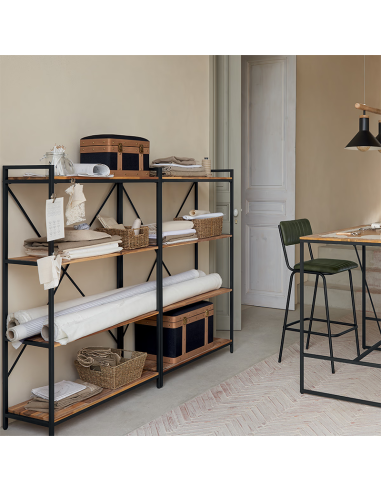 Étagère 4 Étages Edena En Métal Et Acacia Noir Atmosphera