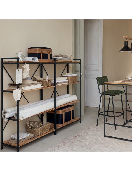 Étagère 4 Étages Edena En Métal Et Acacia Noir Atmosphera