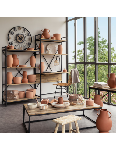 Étagère 4 Étages Edena En Métal Et Acacia Noir Atmosphera