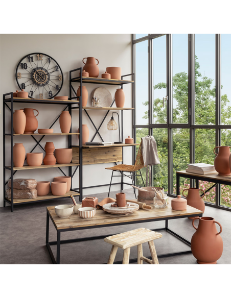 Étagère 4 Étages Edena En Métal Et Acacia Noir Atmosphera