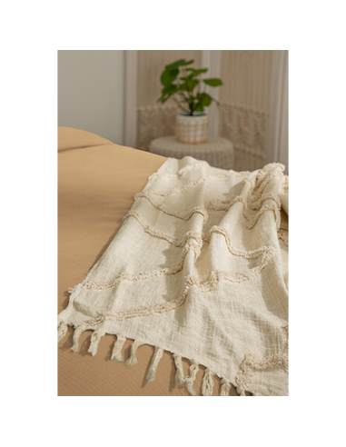 Parure de lit 3 pièces Flora 260x240 Beige Lin Atmosphera