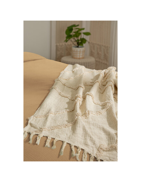 Parure de lit 3 pièces Flora 260x240 Beige Lin Atmosphera