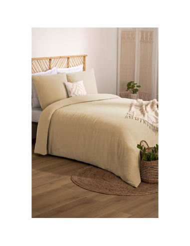 Parure de lit 3 pièces Flora 260x240 Beige Lin Atmosphera