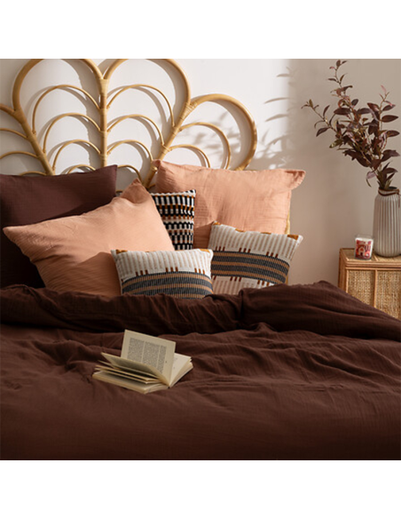 Parure de lit 3 pièces Flora 260x240 Marron Atmosphera