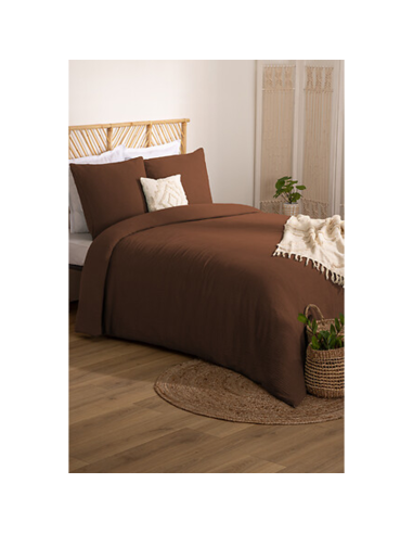 Parure de lit 3 pièces Flora 260x240 Marron Atmosphera