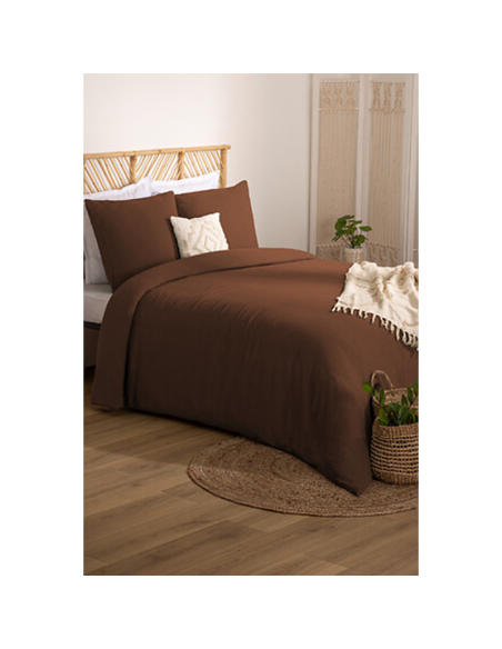 Parure de lit 3 pièces Flora 260x240 Marron Atmosphera
