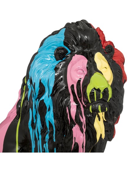 Statuette Lion Chance Noir Atmosphera