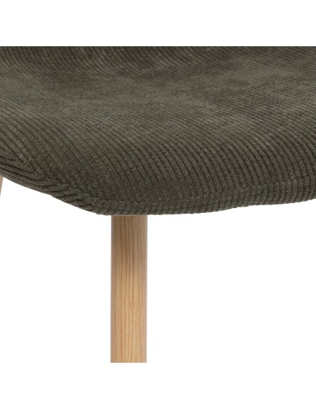 Chaise Roka En Velours Côtelé Vert Kaki Atmosphera