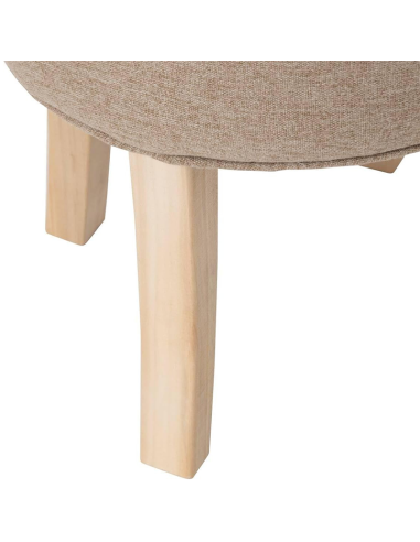 Tabouret D'appoint Adriel En Velours Beige Atmosphera