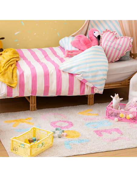 Parure de lit enfant réversible rayures Violet 140x 200 Atmosphera For Kids