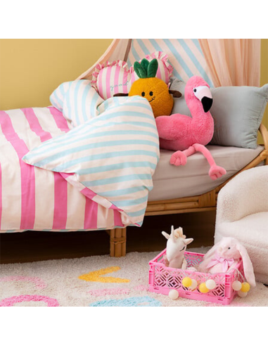 Parure de lit enfant réversible rayures Violet 140x 200 Atmosphera For Kids