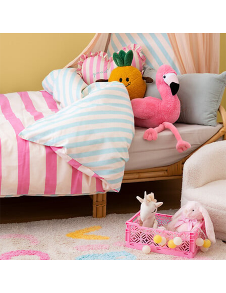 Parure de lit enfant réversible rayures Violet 140x 200 Atmosphera For Kids