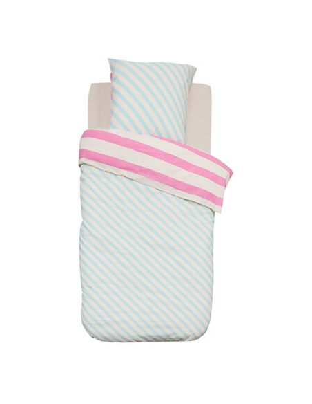 Parure de lit enfant réversible rayures Violet 140x 200 Atmosphera For Kids