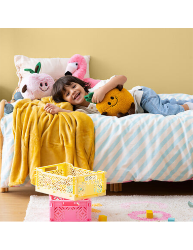 Parure de lit enfant réversible rayures Violet 140x 200 Atmosphera For Kids