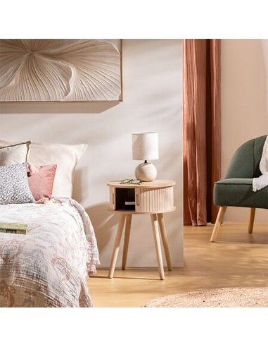 Table De Chevet 2 portes Nysos D40 Beige Atmosphera