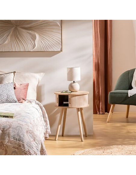 Table De Chevet 2 portes Nysos D40 Beige Atmosphera