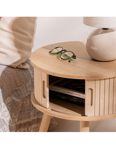 Table De Chevet 2 portes Nysos D40 Beige Atmosphera