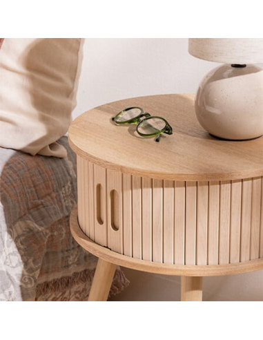 Table De Chevet 2 portes Nysos D40 Beige Atmosphera