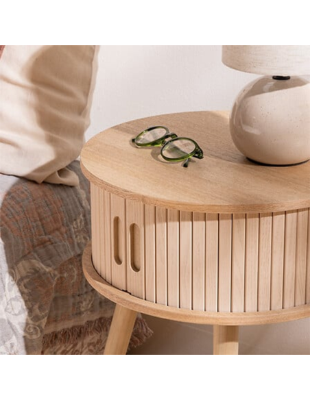 Table De Chevet 2 portes Nysos D40 Beige Atmosphera