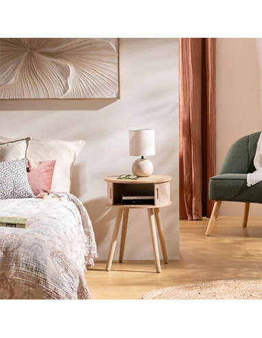 Table De Chevet 2 portes Nysos D40 Beige Atmosphera