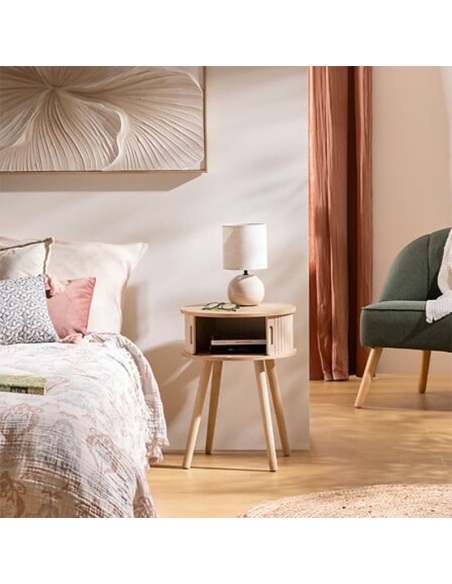 Table De Chevet 2 portes Nysos D40 Beige Atmosphera