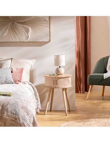 Table De Chevet 2 portes Nysos D40 Beige Atmosphera