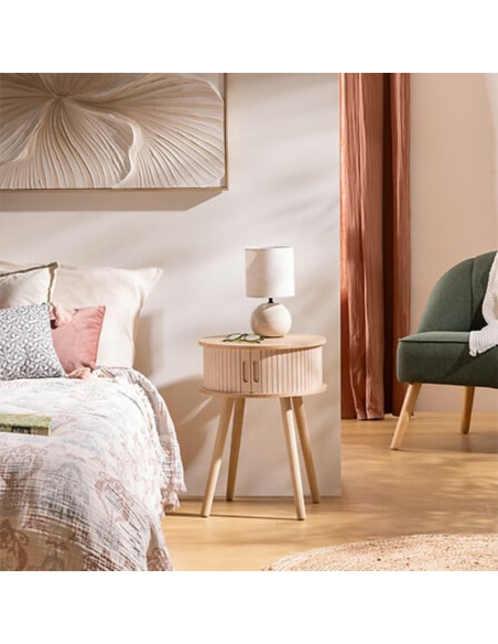 Table De Chevet 2 portes Nysos D40 Beige Atmosphera