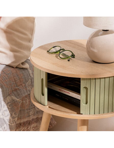 Table De Chevet 2 portes Nysos D40 Vert Olive Atmosphera