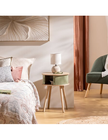 Table De Chevet 2 portes Nysos D40 Vert Olive Atmosphera