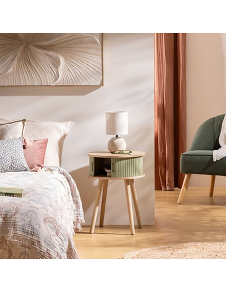 Table De Chevet 2 portes Nysos D40 Vert Olive Atmosphera