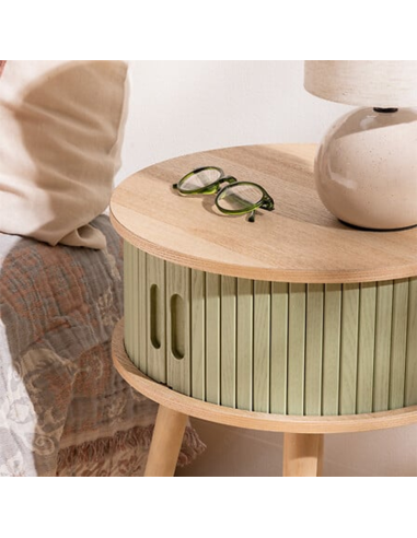 Table De Chevet 2 portes Nysos D40 Vert Olive Atmosphera