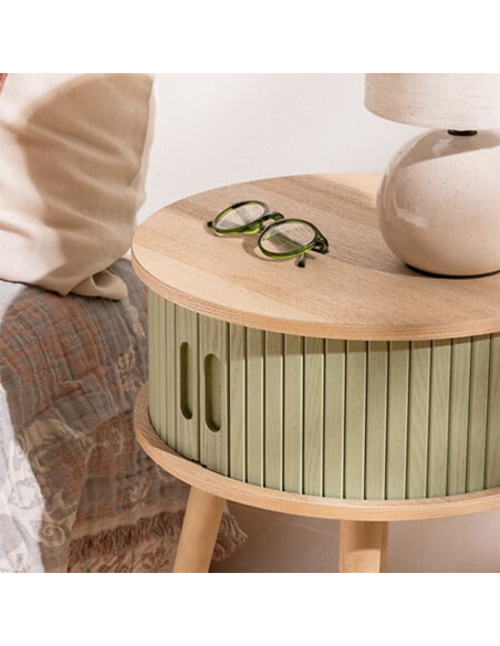 Table De Chevet 2 portes Nysos D40 Vert Olive Atmosphera