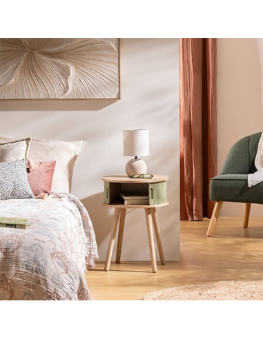 Table De Chevet 2 portes Nysos D40 Vert Olive Atmosphera