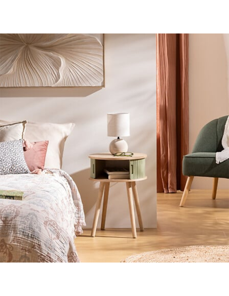 Table De Chevet 2 portes Nysos D40 Vert Olive Atmosphera