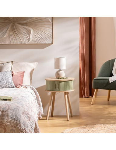 Table De Chevet 2 portes Nysos D40 Vert Olive Atmosphera