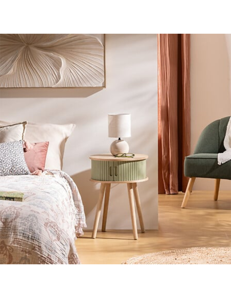 Table De Chevet 2 portes Nysos D40 Vert Olive Atmosphera