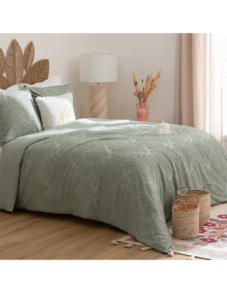 Parure de lit 3 pièces Jacquard Wild Romance 240x220 Vert Atmosphera
