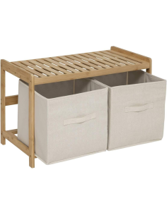 Banc De Rangements Tidy Box Avec 2 Paniers En Bambou Marron Five 2