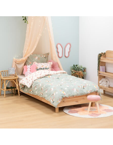 Parure de lit imprimée fée 140x200 Vert Beige Atmopshera For Kids