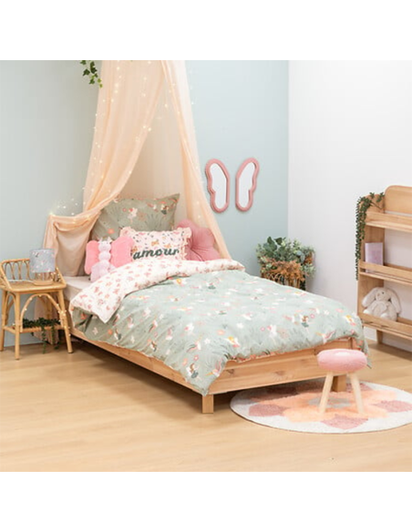 Parure de lit imprimée fée 140x200 Vert Beige Atmopshera For Kids