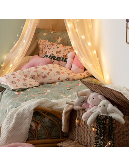 Parure de lit imprimée fée 140x200 Vert Beige Atmopshera For Kids