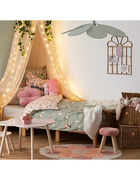 Parure de lit imprimée fée 140x200 Vert Beige Atmopshera For Kids