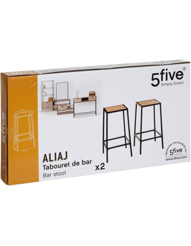 Lot De 2 Tabourets De Bar Aliaj Noires Five