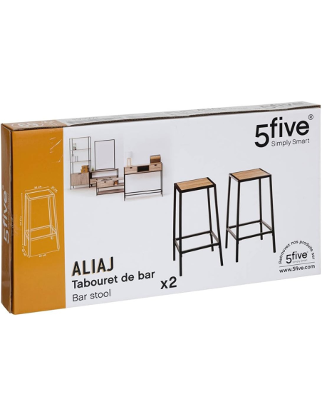 Lot De 2 Tabourets De Bar Aliaj Noires Five