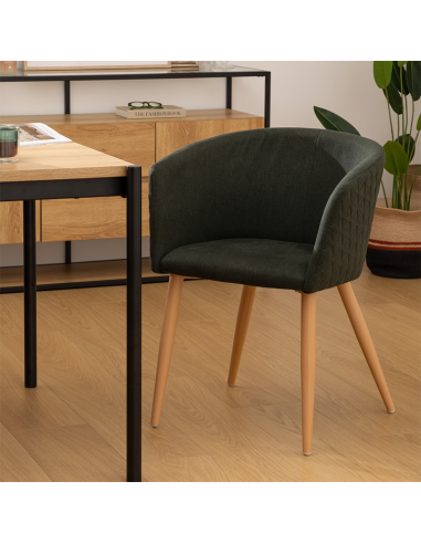 Fauteuil À Dîner Marlo Velours Vert Cèdre Atmosphera