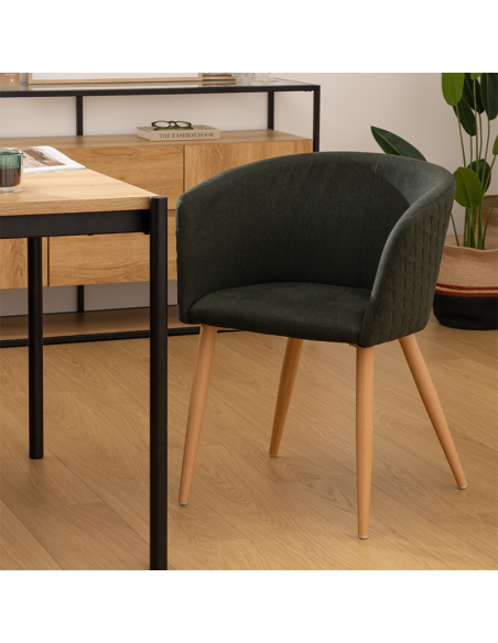 Fauteuil À Dîner Marlo Velours Vert Cèdre Atmosphera