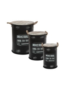 Lot De 3 Coffres En Métal Noir Atmosphera
