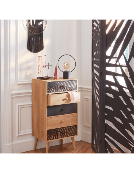 Paravent Feuille Akira Noir H170 Atmosphera