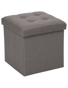Pouf Avec Coffre Pliant Lysandre Gris Atmosphera