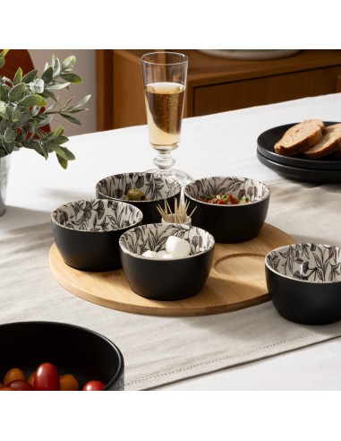 Service apéritif White floral 7 pièces Secret De Gourmet